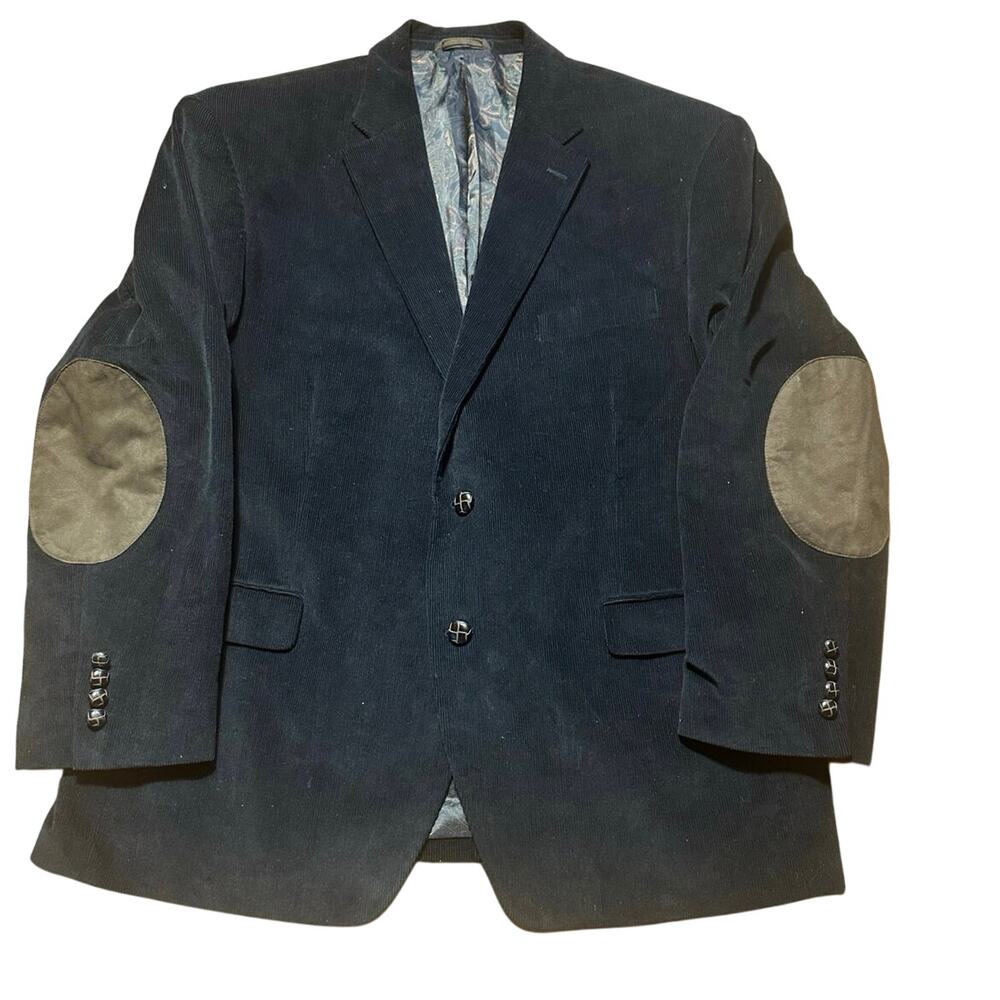 Ralph Lauren Black Corduroy Faux Suede Elbow Patches Paisley 46 Regular Jacket